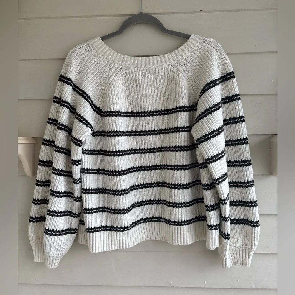 Lands' End Drifter V-Neck Striped Sweater Women’s Size Medium - Picture 11 of 11